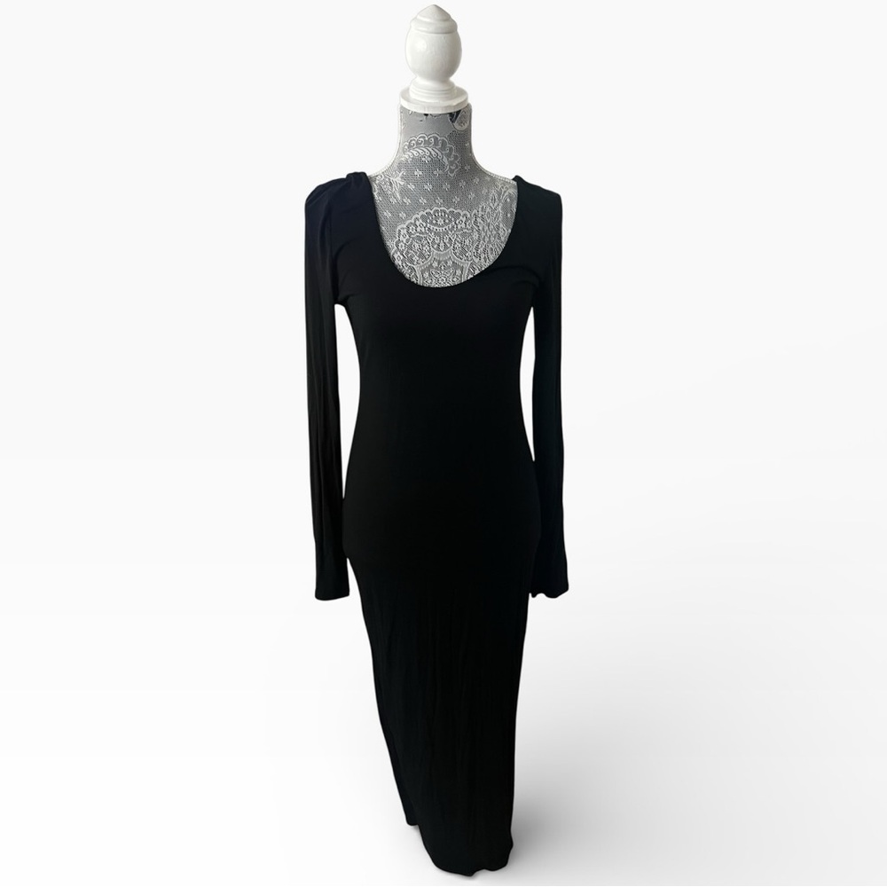 Fashion Nova Your Needs Met Long Sleeve Stretch Midi Dress - Black Size XL NWT - Picture 4 of 8